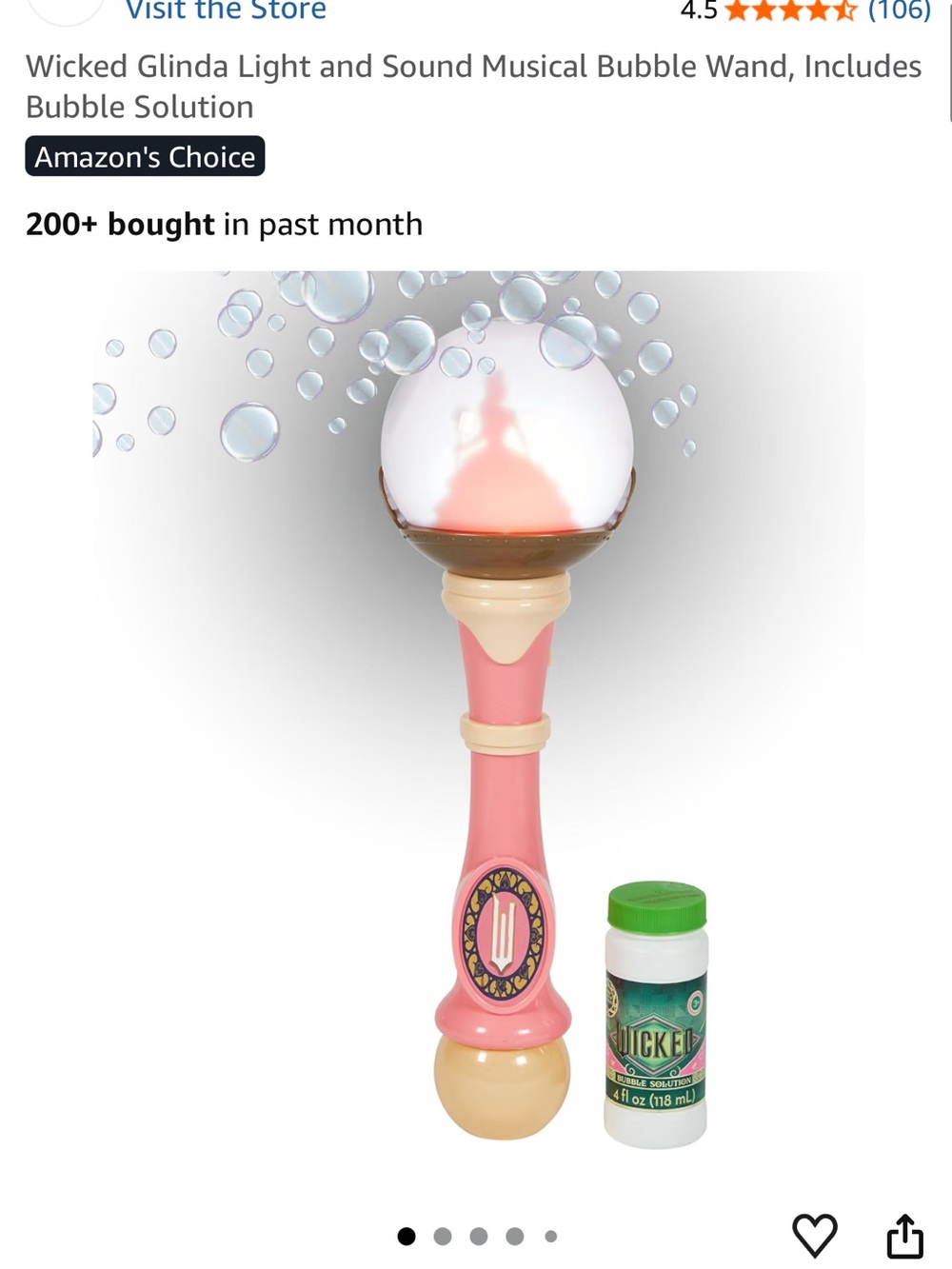 Wicked Glinda Light and Sound Musical Bubble Wand
